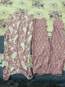 Pink Ethnic Printed Pants (Set of 2)
