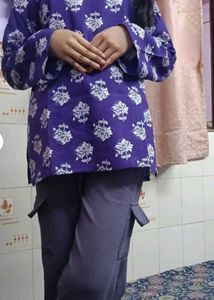 Purple Floral Print Kurta