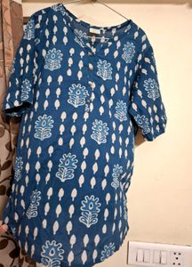 Blue Block Print Kurta
