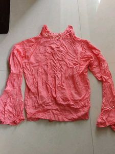 Coral Pearl Embellished Blouse