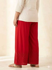 Red chikankari plazo