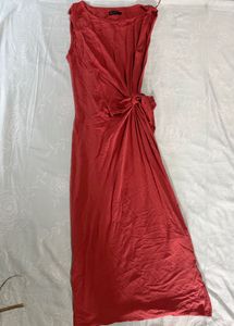 Stylish Coral Knotted Maxi Dress