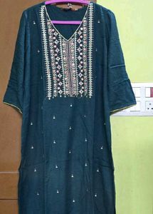 Embroidered Teal Kurti