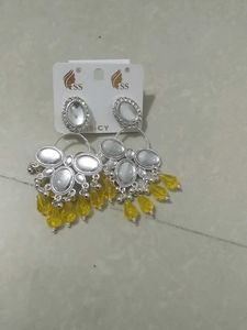 Statement Earrings with Yellow Accents