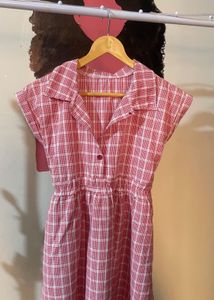 Red & White Checked Gingham Cotton Dress