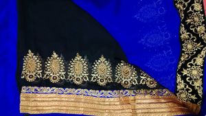 Royal Blue Saree with Gold Embroidery