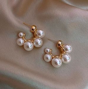 New Elegant Pearl Hoop Earrings