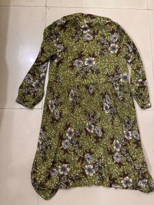 Green Floral Print Midi Dress