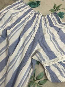 Blue &amp; White Striped Off-Shoulder Top