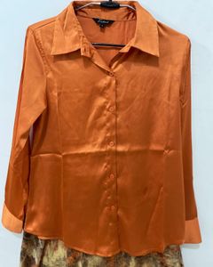 Boutique Satin Shirt With High Skirt