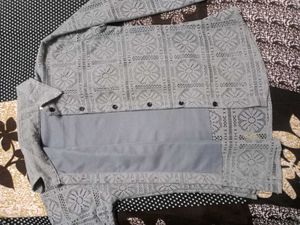 Stylish Grey Lace Button-Up Shirt