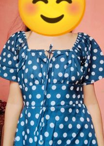 Blue Polka Dot Mini Dress