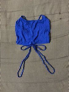 Vibrant Blue Tie-Up Crop Top