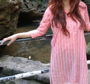 Chic Peach Eyelet Kurti