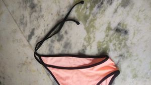 Peach Bikini Bottom with Black Trim