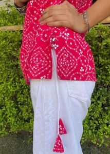Pink Bandhani Print Kurta