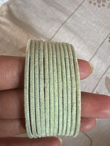 Elegant Pastel Green Velvet Bangles Set