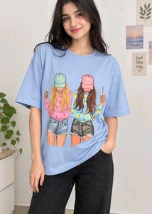 Cute Cartoon Print T-Shirt crop
