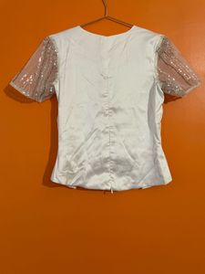 Sequin Embellished White Blouse