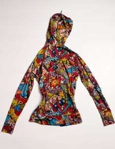 Comic Print Zip-Up Hoodie