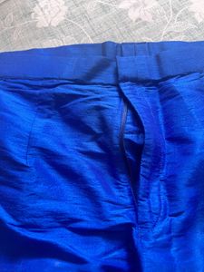 Vibrant Blue Raw Silk Pants