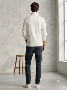 Men's Cream Long Sleeve Polo Shirt