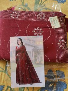 Maroon Embellished Saree