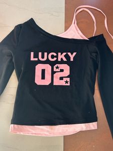 Cute "Lucky" Graphic Top