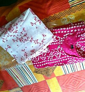 "🌟 Jaipur Bhandhani Kurta Set! Cotton Kurta + Rayon Pants 🌺 Printed Pattern, 3/4 Sleeves. Sizes XS-XL. Made in India 🇮🇳"