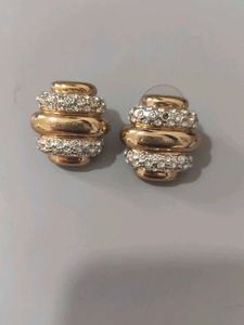 Gold Tone Crystal Stud Earrings