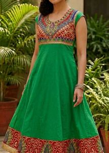 Green Embroidered Anarkali Kurta