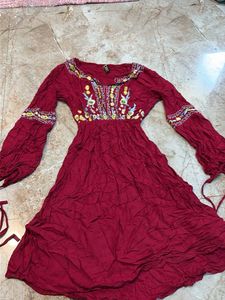 Embroidered Burgundy Kurta