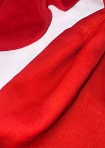 Chic Red V-Neck Sheer Sleeve Top