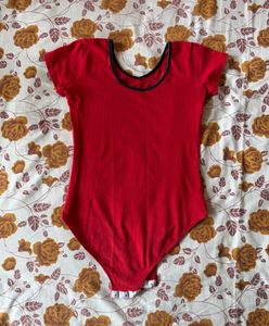 Red Bodysuit top with Black Accents
