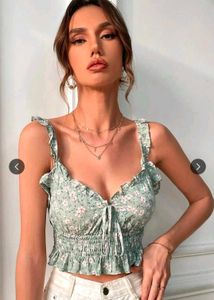 Cute Floral Smocked Crop Top
