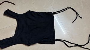 Black Drawstring Crop Top