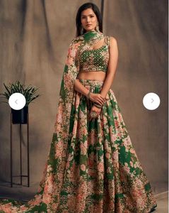 GREEN AND PINK Embroidered LEHENGA💅🏻