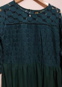 Mehandi Green Plus Size Lace Kurti 36 Bust