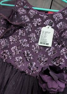 Elegant Purple Tulle Dress with Floral Bodice