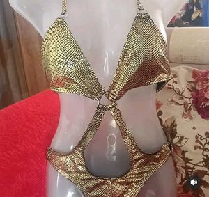 Golden Snakeskin Monokini Swimsuit