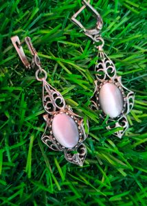 Pure Silver Real Cateye Stone Imported Earrings