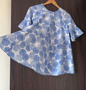 Blue &amp; White Polka Dot Top