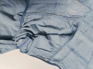 Vintage Y2K Light Blue Denim Strapless Dress