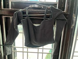 Gray Off-Shoulder Crop Top
