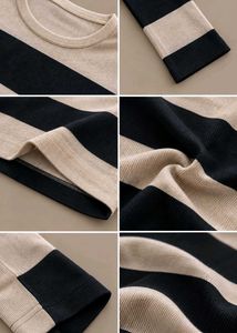 BLACK AND BEIGE STRIPED BODYCON MIDI DRESS