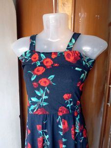 Floral Print Cold Shoulder Dress