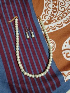 Elegant Pearl Necklace & Earring Set