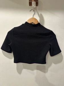 Black Cut-Out Mock Neck Crop Top
