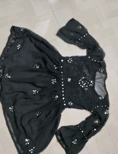 Women's Black mirror Work Kurti