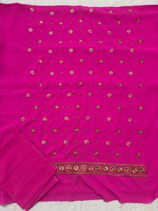 Pink Embellished Dress Material
